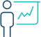 cartoon human next to rising line chart