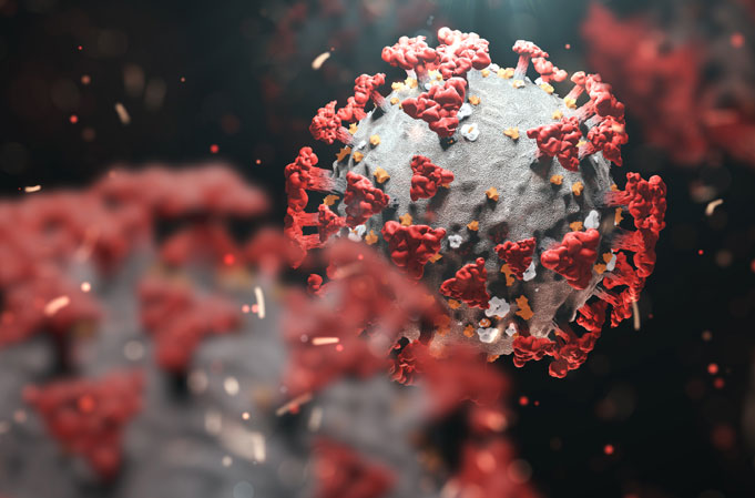 close-up of SARS COVID-19 virus