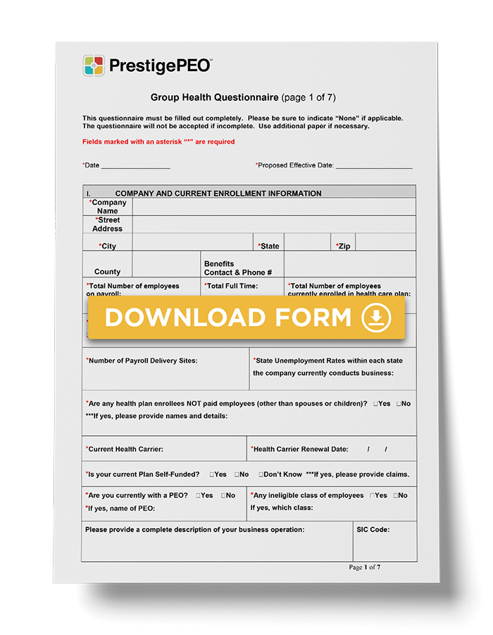 Download Group Health Questionnaire Form