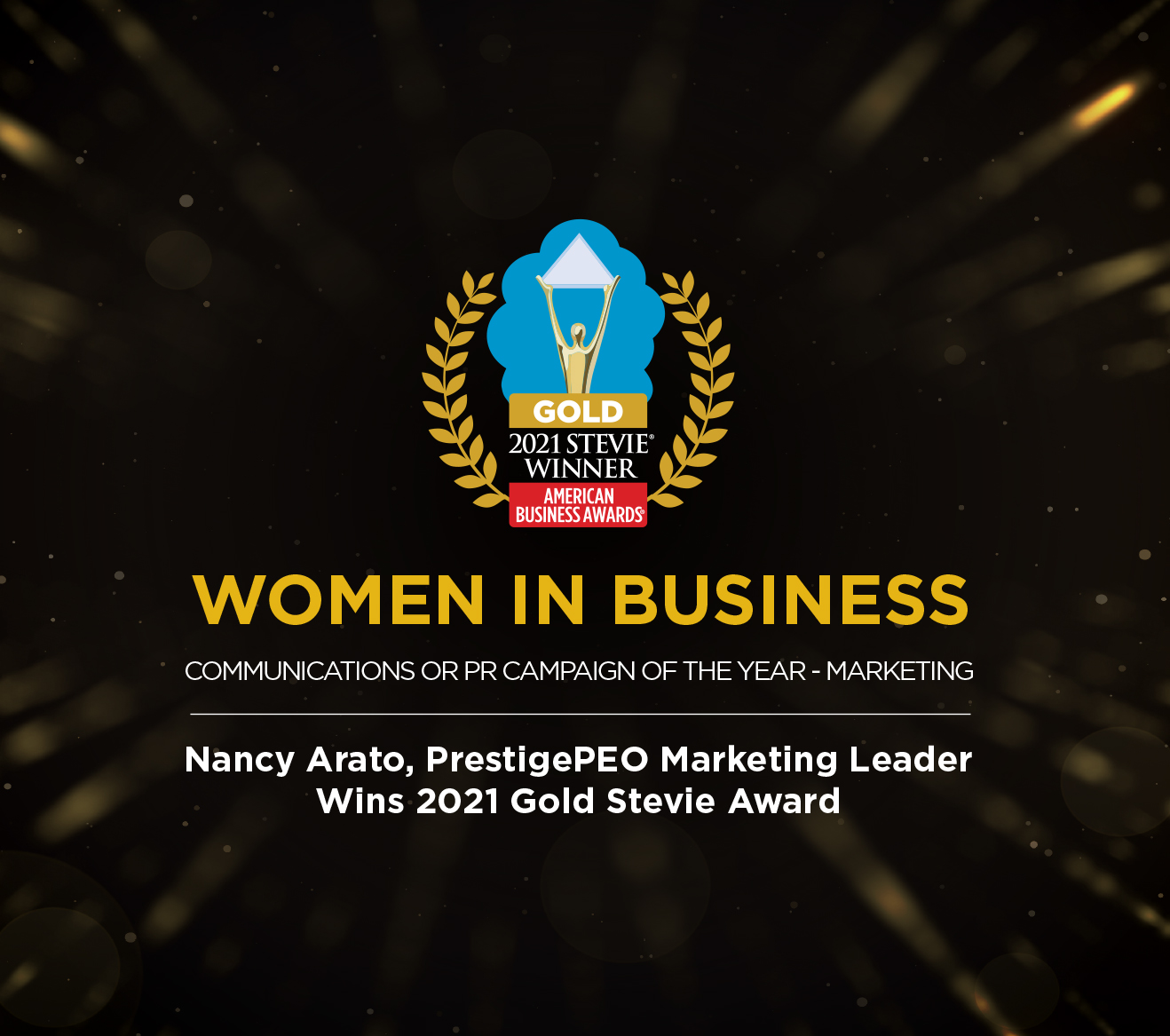 Nancy Arato, PrestigePEO Marketing Leader Wins 2021 Gold Stevie Award