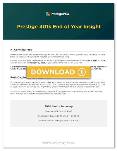 PrestigePEO - 401k End of Year Insight Download Image 401k End of Year Insight